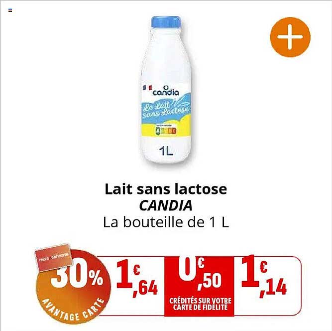 Lait sans lactose CANDIA - La bouteille de 1 L