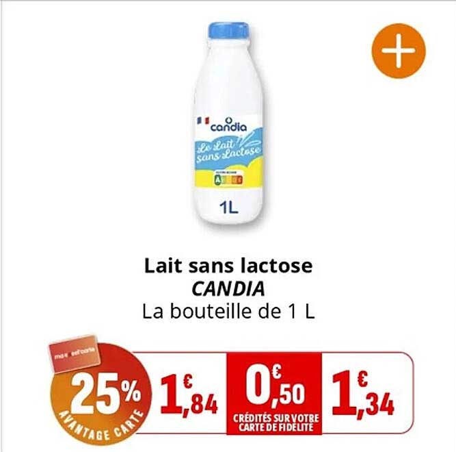 Lait sans lactose CANDIA La bouteille de 1 L