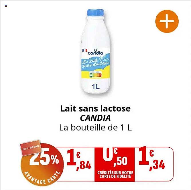 Lait sans lactose CANDIA La bouteille de 1 L