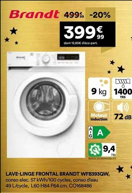 LAVE-LINGE FRONTAL BRANDT WFB393QW