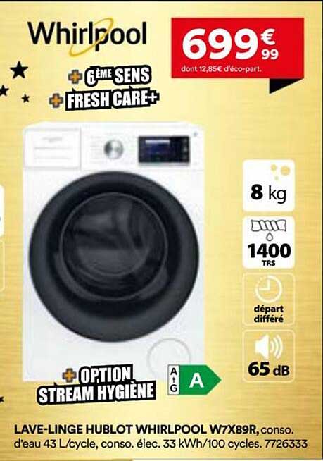 LAVE-LINGE HUBLOT WHIRLPOOL W7X89R
