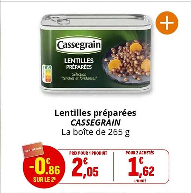 Lentilles préparées CASSEGRAIN La boîte de 265 g