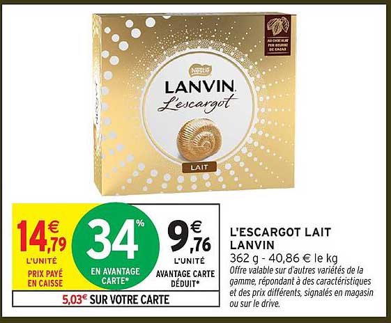 L'ESCARGOT LAIT LANVIN