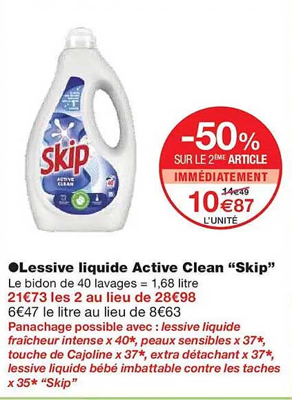 Lessive liquide Active Clean “Skip”