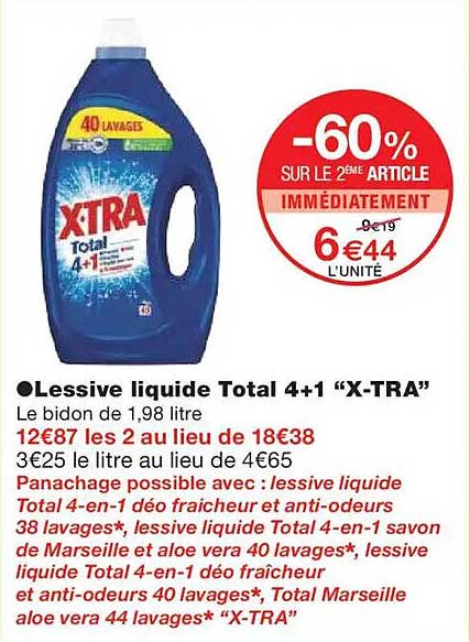 Lessive liquide Total 4+1 "X-TRA"