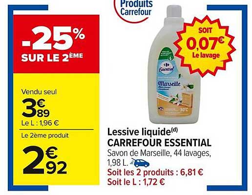 Lessive liquide(d) CARREFOUR ESSENTIAL