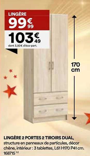 LINGÈRE 2 PORTES 2 TIROIRS DUAL
