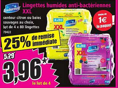 Lingettes humides anti-bactériennes XXL