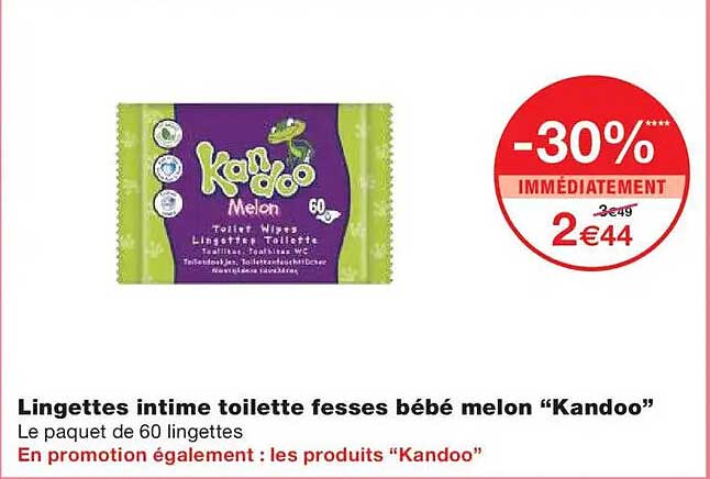 Lingettes intime toilette fesses bébé melon "Kadoo"