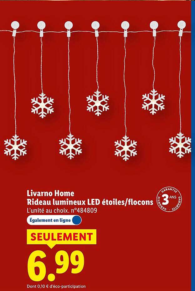 Livorno Home Rideau lumineux LED étoiles/flocons