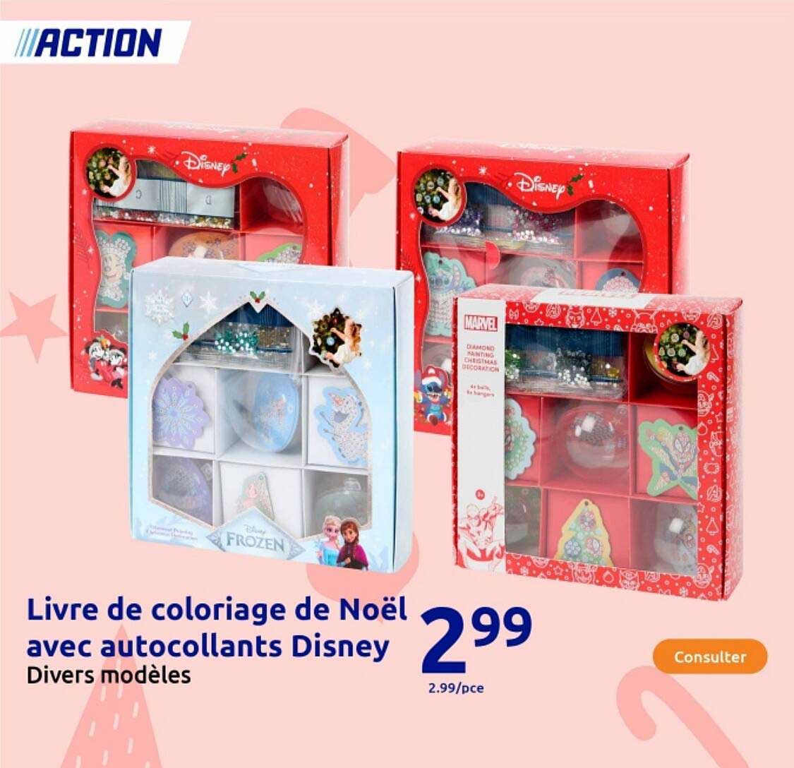 Livre de coloriage de Noël avec autocollants Disney
