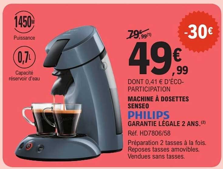 MACHINE À DOSETTES SENSEO PHILIPS GARANTIE LÉGALE 2 ANS.