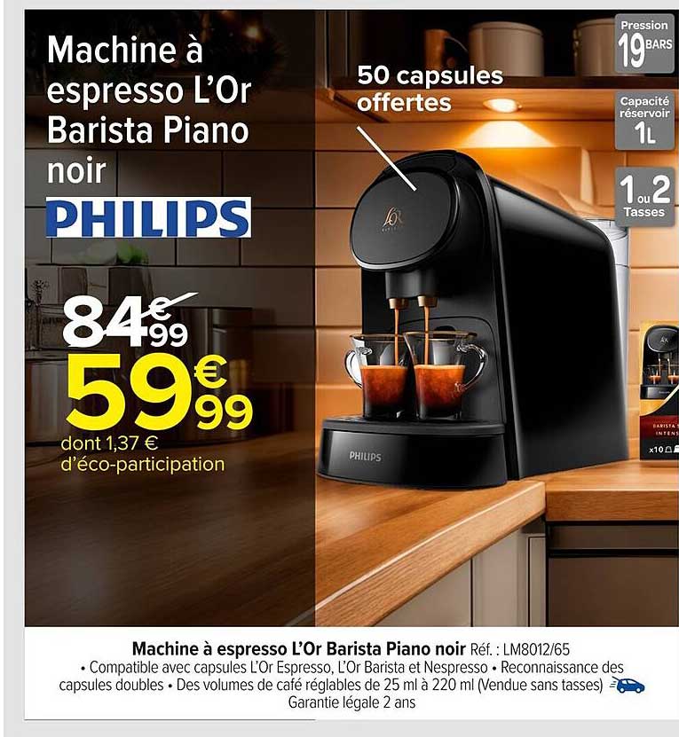 Machine à espresso L’Or Barista Piano noir