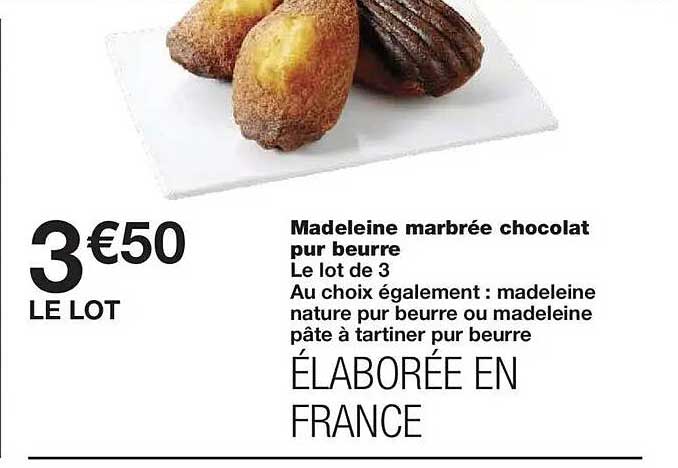 Madeleine marbrée chocolat pur beurre
