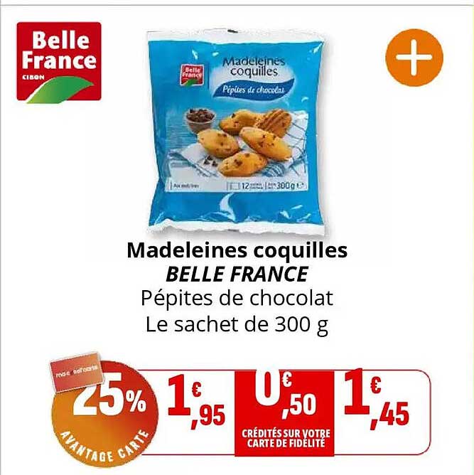 Madeleines coquilles BELLE FRANCE Pépites de chocolat