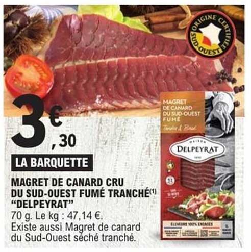 MAGRET DE CANARD CRU DU SUD-OUEST FUMÉ TRANCHÉ "DELPEYRAT"