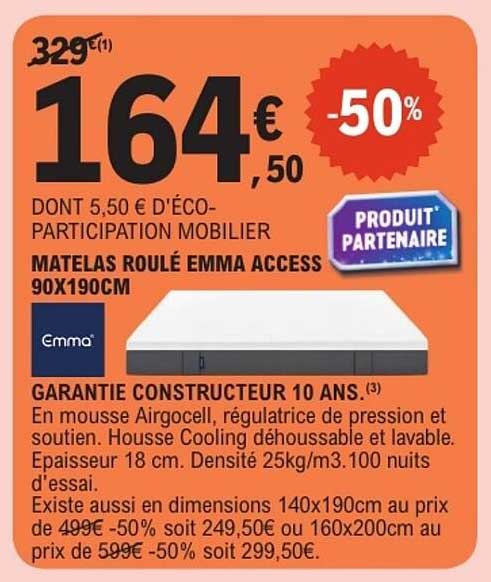 MATELAS ROULÉ EMMA ACCESS 90X190CM