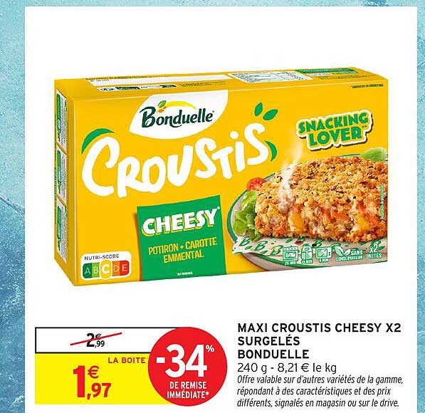MAXI CROUSTIS CHEESY X2 SURGELÉS BONDUELLE