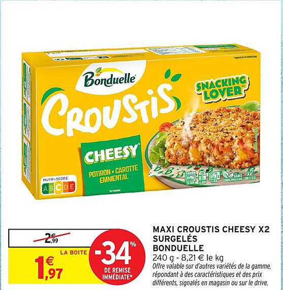 MAXI CROUSTIS CHEESY X2 SURGELÉS BONDUELLE