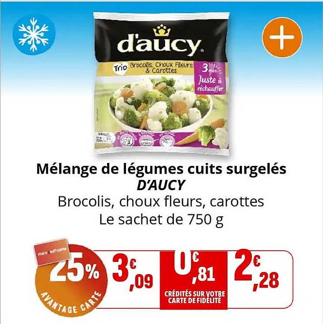 Mélange de légumes cuits surgelés D'AUCY