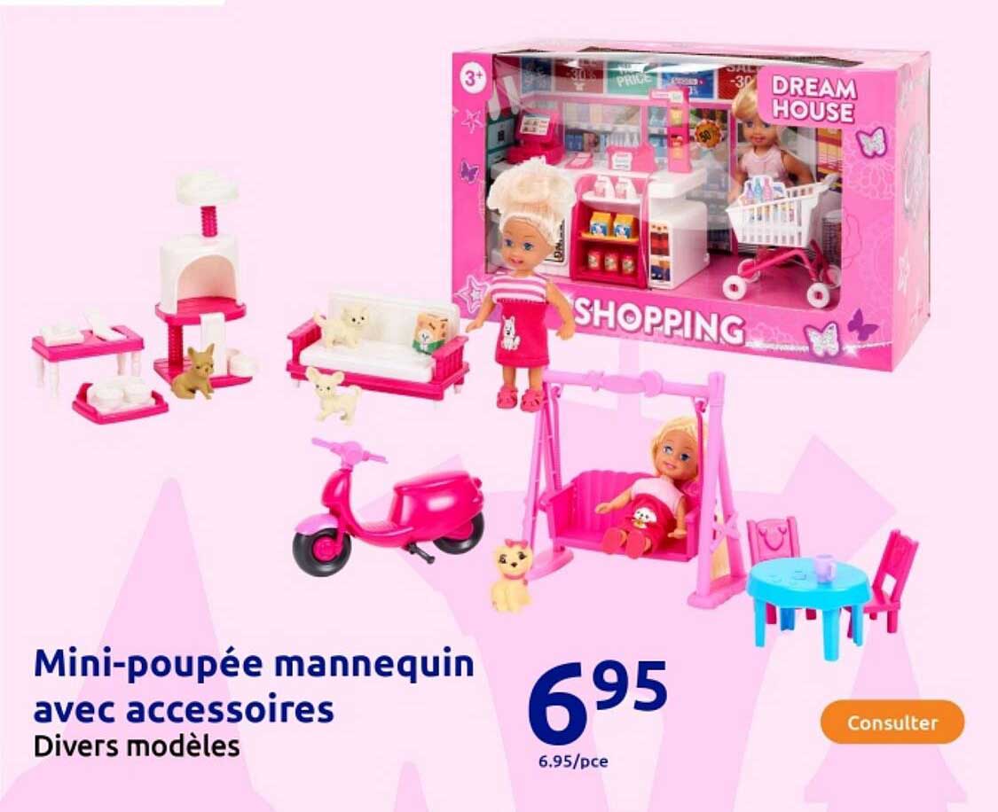 Mini-poupée mannequin avec accessoires