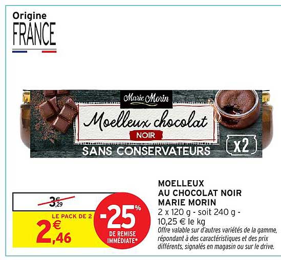 Moelleux au chocolat noir Marie Morin