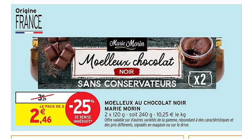 Moelleux chocolat noir sans conservateurs