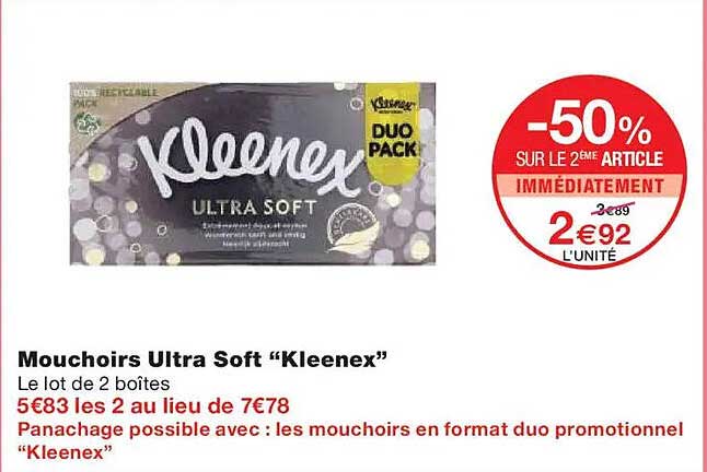 Mouchoirs Ultra Soft "Kleenex"