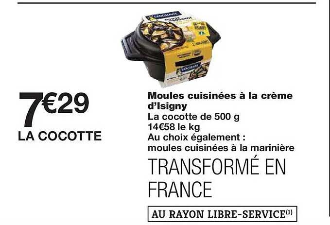 Moules cuisinées à la crème d’Isigny