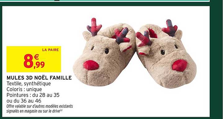MULES 3D NOËL FAMILLE