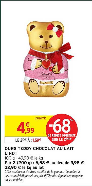 OURS TEDDY CHOCOLAT AU LAIT LINDT