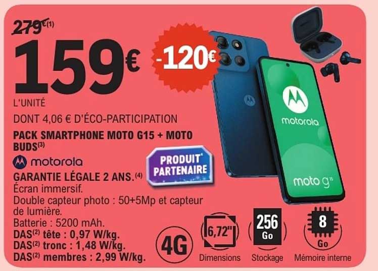 PACK SMARTPHONE MOTO G15 + MOTO BUDS