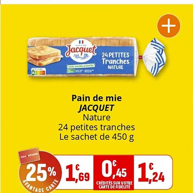 Pain de mie JACQUET Nature 24 petites tranches