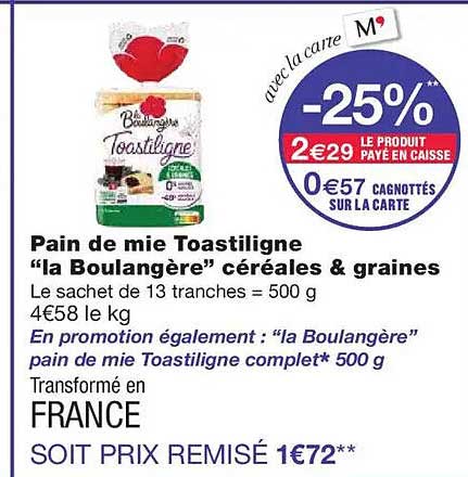 Pain de mie Toastiligne “la Boulangerè” céréales & graines