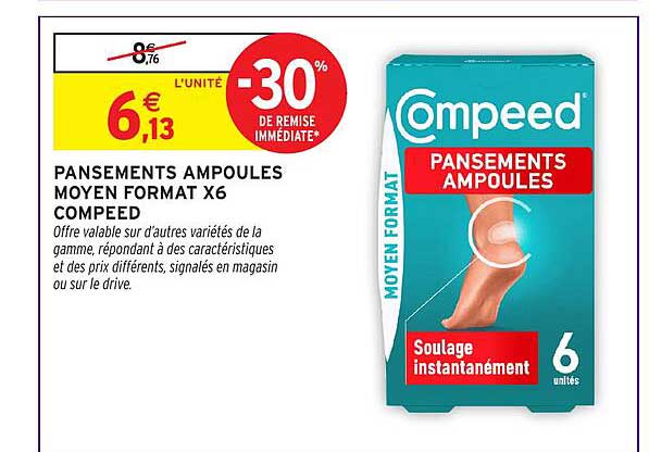 Pansements Ampoules Moyen Format X6 Compeed