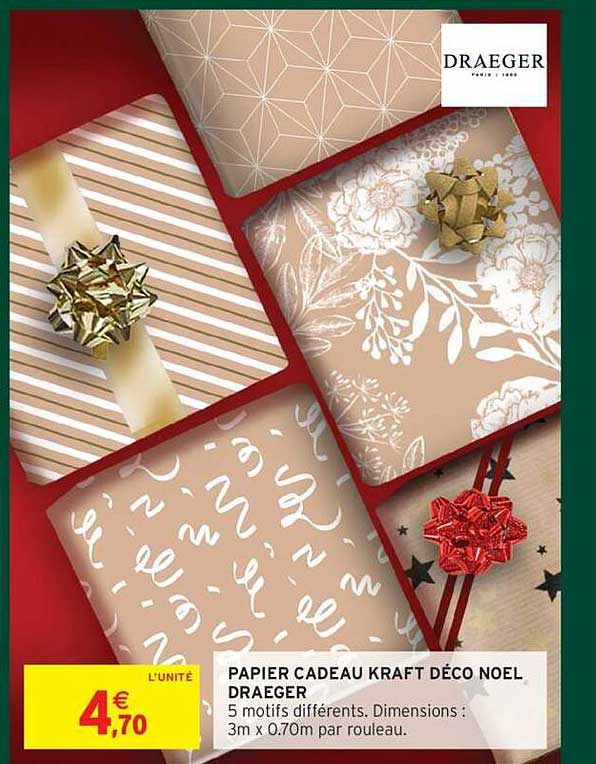 PAPIER CADEAU KRAFT DÉCO NOEL DRAEGER
