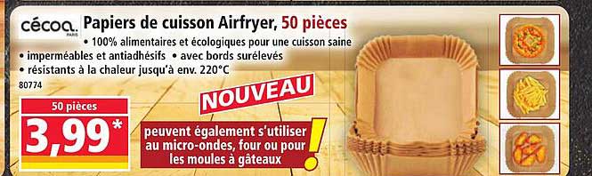 Papier de cuisson Airfryer, 50 pièces