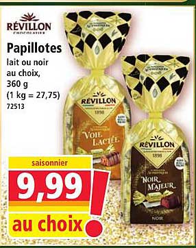 Papillotes lait ou noir au choix, 360 g