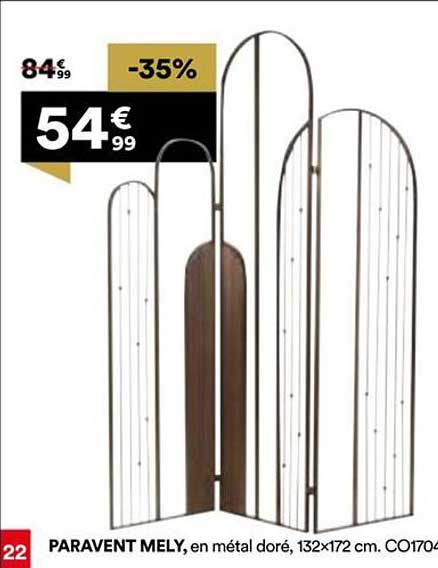 PARAVENT MELy, en métal doré, 132x172 cm.