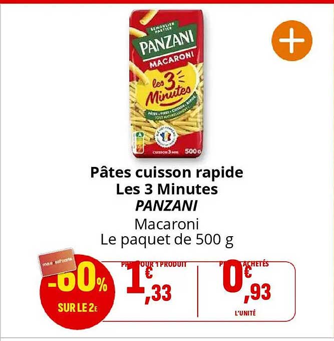 Pâtes cuisson rapide Les 3 Minutes PANZANI