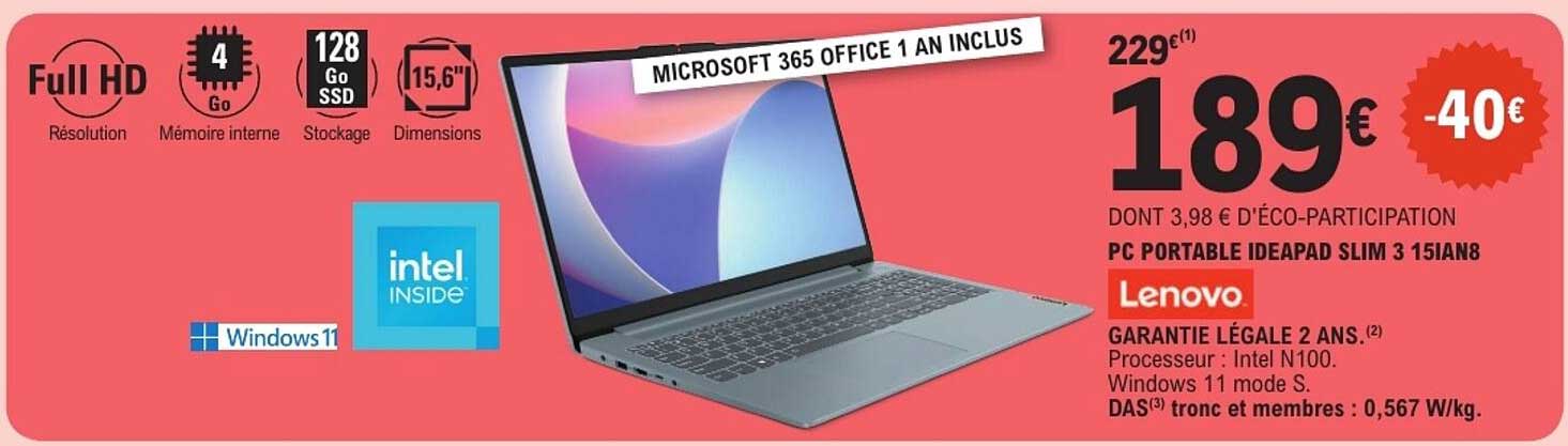 PC PORTABLE IDEAPAD SLIM 3 15IAN8