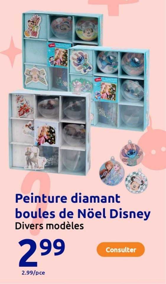 Peinture diamant boules de Noël Disney