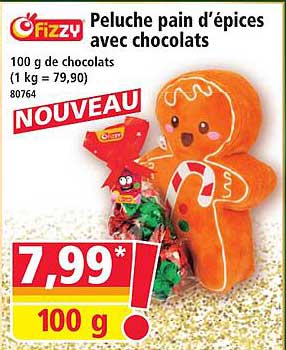 Peluche pain d’épices avec chocolats