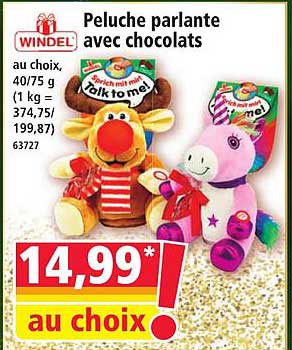 Peluche parlante avec chocolats
