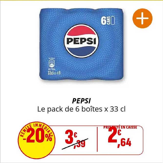 PEPSI Le pack de 6 boîtes x 33 cl