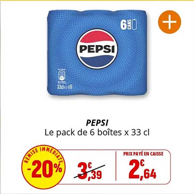 PEPSI Le pack de 6 boîtes x 33 cl