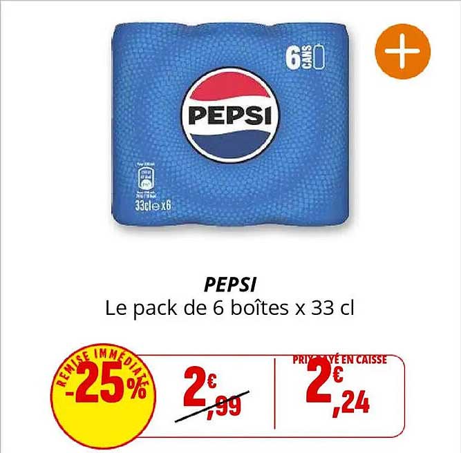 PEPSI Le pack de 6 boîtes x 33 cl