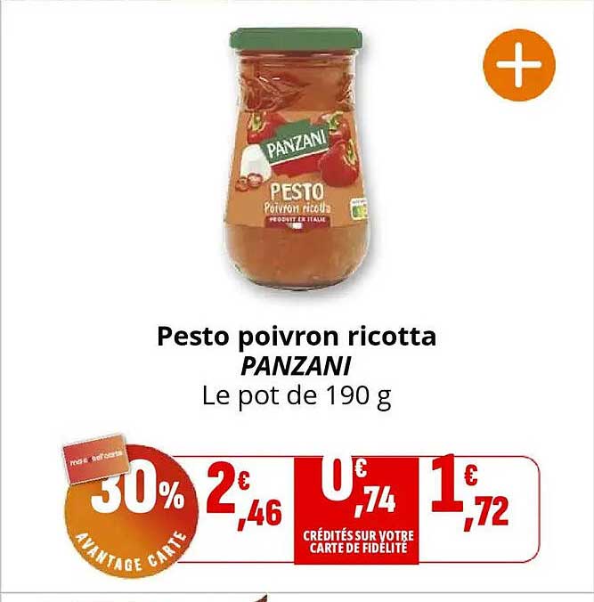 Pesto poivron ricotta PANZANI Le pot de 190 g