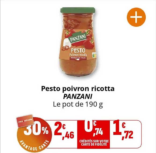 Pesto poivron ricotta PANZANI Le pot de 190 g