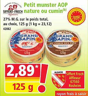 Petit munster AOP nature ou cumin